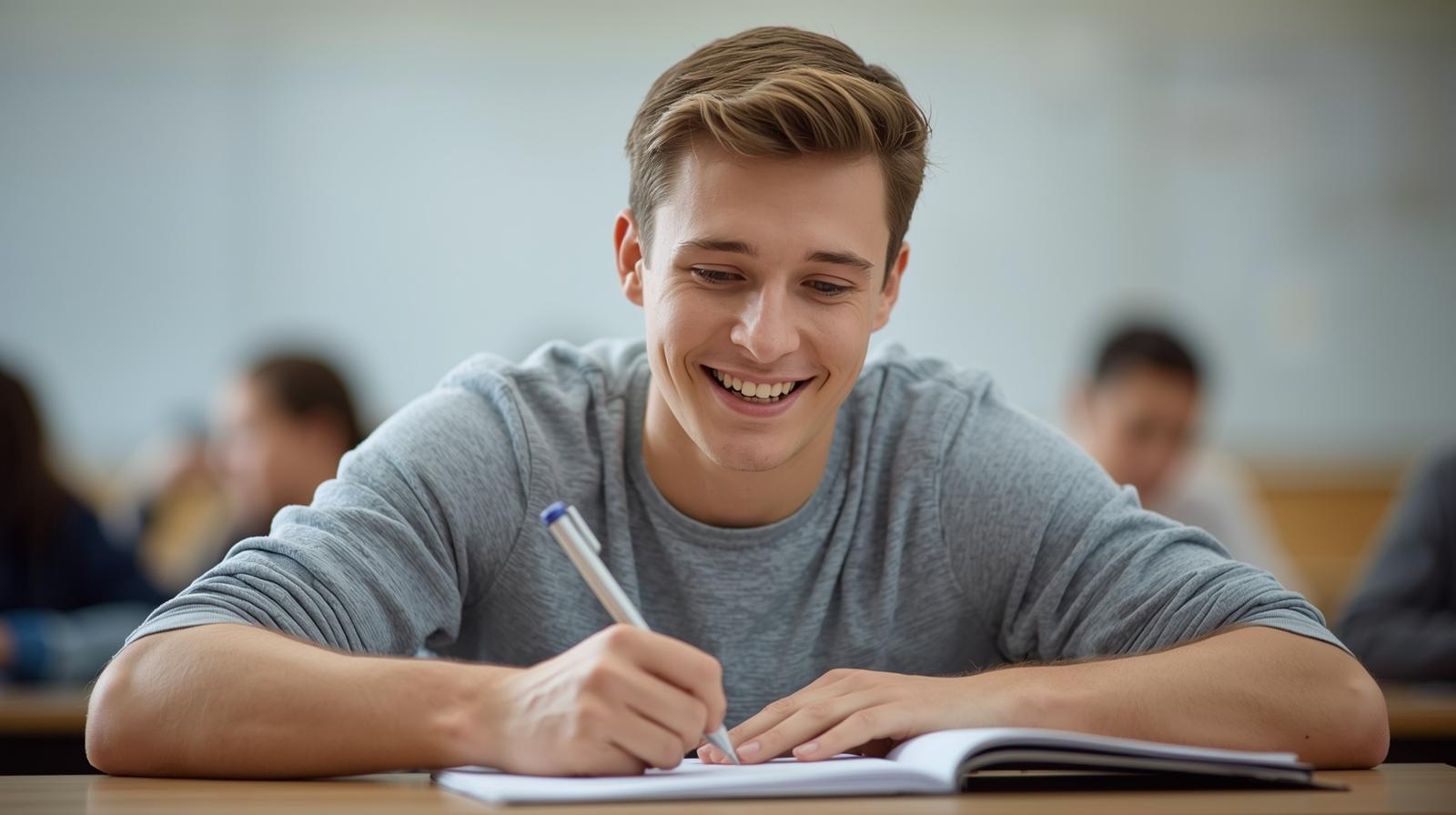 A Dover student works on test prep with us