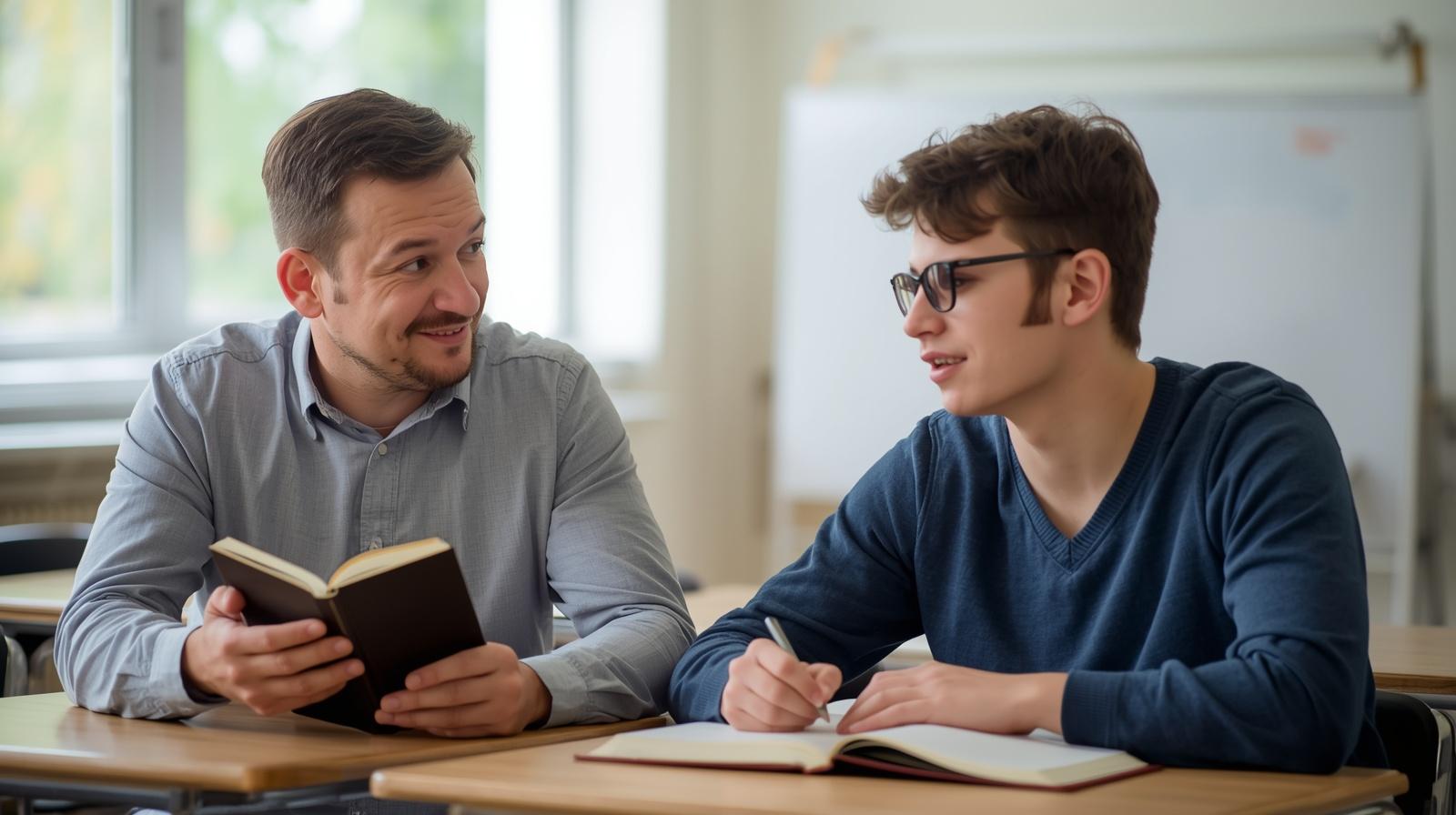 A physics tutor works with a student in our Needham office